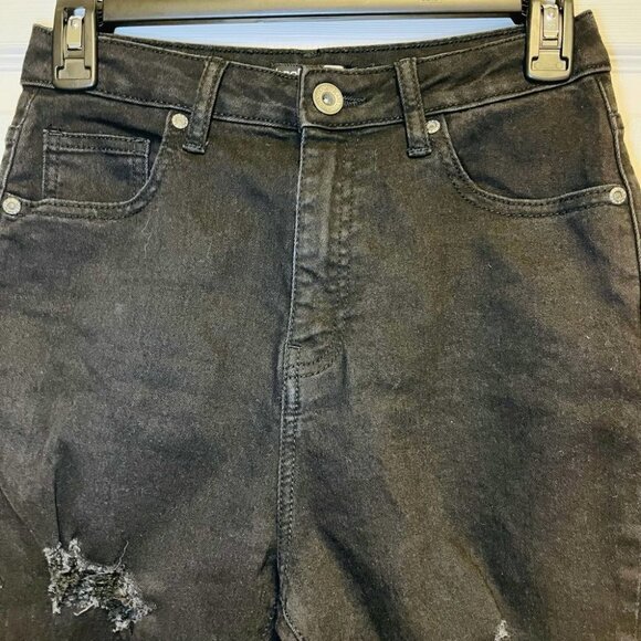 Boohoo Blue Black Jeans Distress High Waist Skinny Jeans Size 6 - Picture 4 of 12